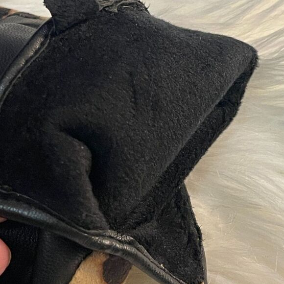 Women's Vintage Cheetah Leopard Print & Black Soft Gloves Faux Leather SIZE L/XL - Picture 4 of 8